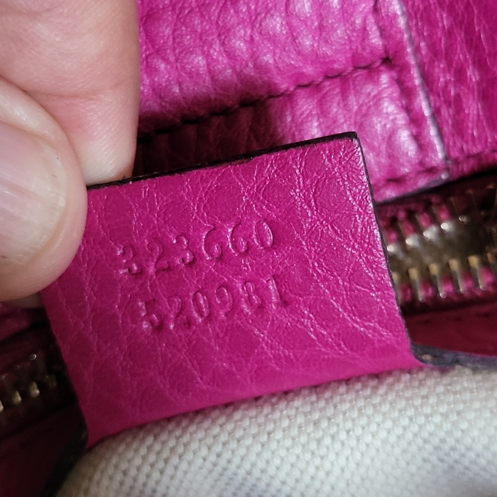 GUCCI Pebbled Calfskin M Bamboo Tote Bright Bougainvillea..Authentic!! Like New. - Picture 12 of 16